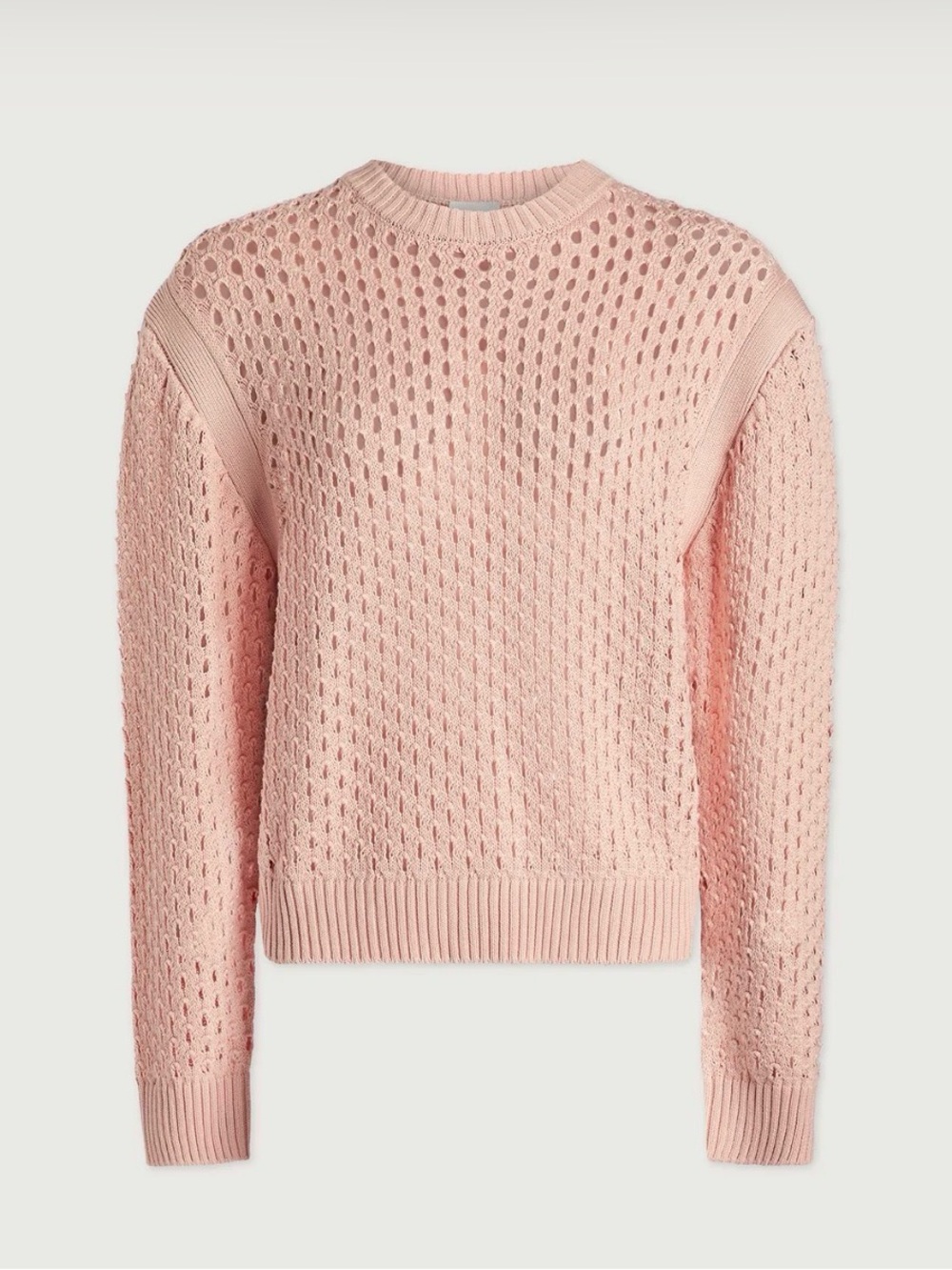 Varley Hains Knit Crew Open Knit Cotton Sweater Pink Small
